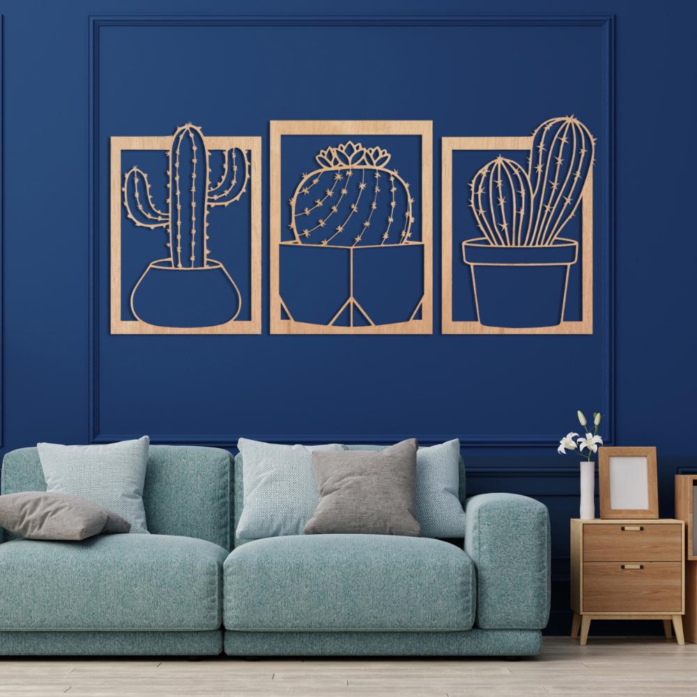 Framed Cactus Wooden Wall Art – Rustic Desert Home Decor, Nature Inspired Gift