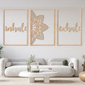 Three-Piece Wooden Wall Art Set, Natural Wood Home Decor, Modern Wall Hanging