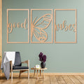 Three-Piece Wooden Wall Art Set, Wood Home Decor, Modern Natural Wall Hanging