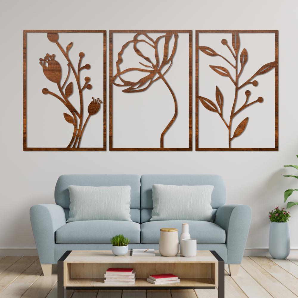 Flowers Wooden Wall Decor, Floral Wall Hangings, Large Flower Wall Art, Living Room Home Decor, Housewarming Gift