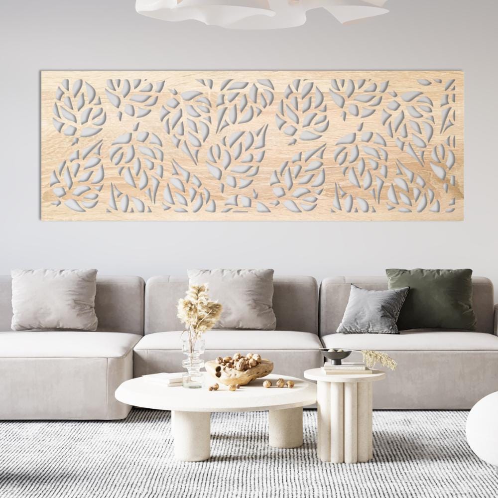 Wooden Leaf Wall Art, Minimal Botanical Wood Decor, Modern Nature Wall Hanging