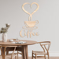 Wooden Coffee Cup Wall Art | Laser Cut Kitchen Decor, Modern Accent