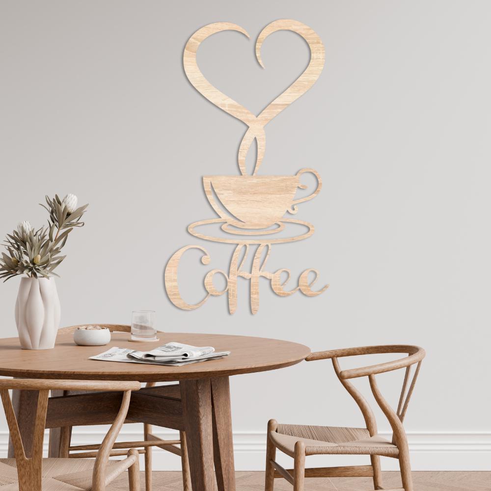 Wooden Coffee Cup Wall Art | Laser Cut Kitchen Decor, Modern Accent