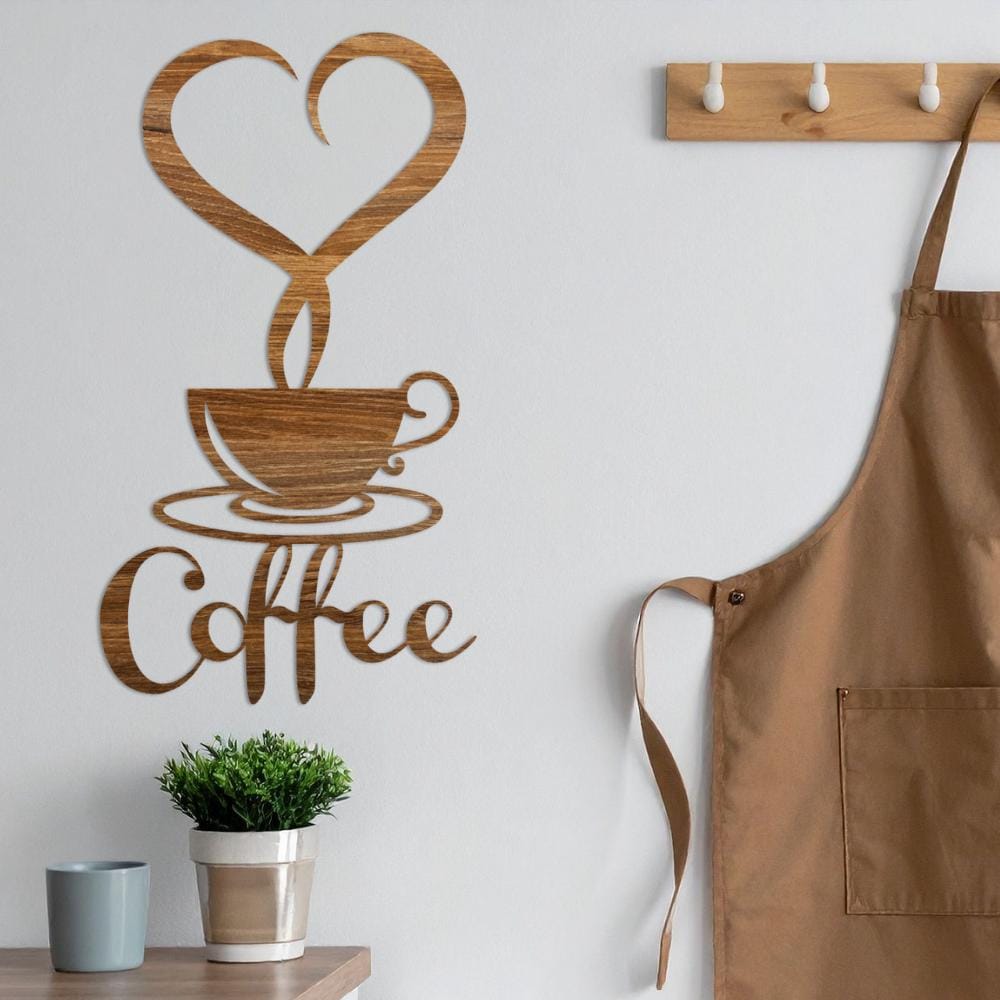 Wooden Coffee Cup Wall Art | Laser Cut Kitchen Decor, Modern Accent