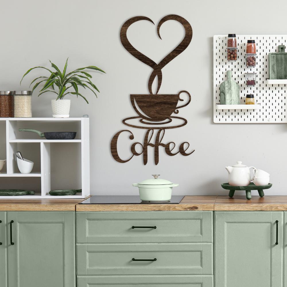 Wooden Coffee Cup Wall Art | Laser Cut Kitchen Decor, Modern Accent