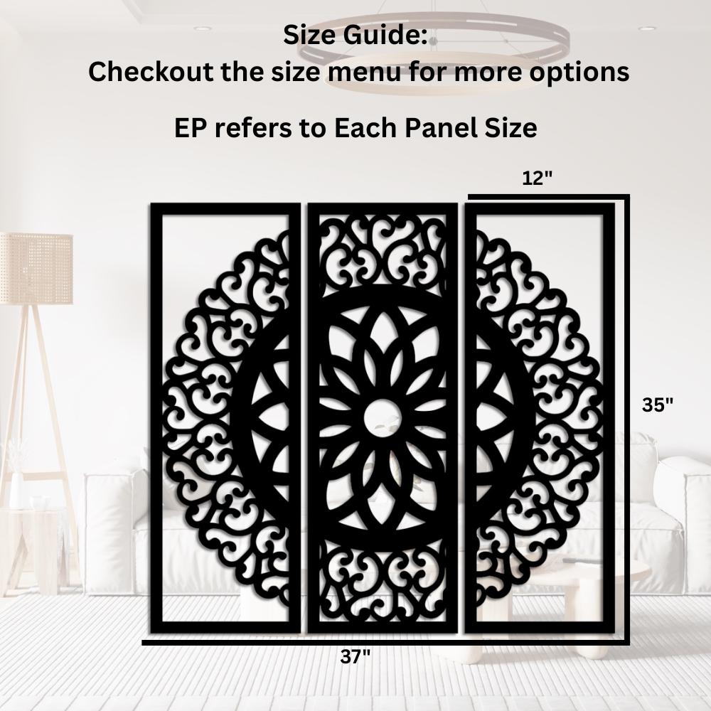 3 Piece Laser Cut Wood Wall Art | Boho Nature Living Room Decor