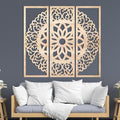 3 Piece Laser Cut Wood Wall Art | Boho Nature Living Room Decor