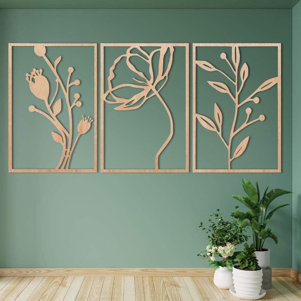 Flowers Wooden Wall Decor, Floral Wall Hangings, Large Flower Wall Art, Living Room Home Decor, Housewarming Gift