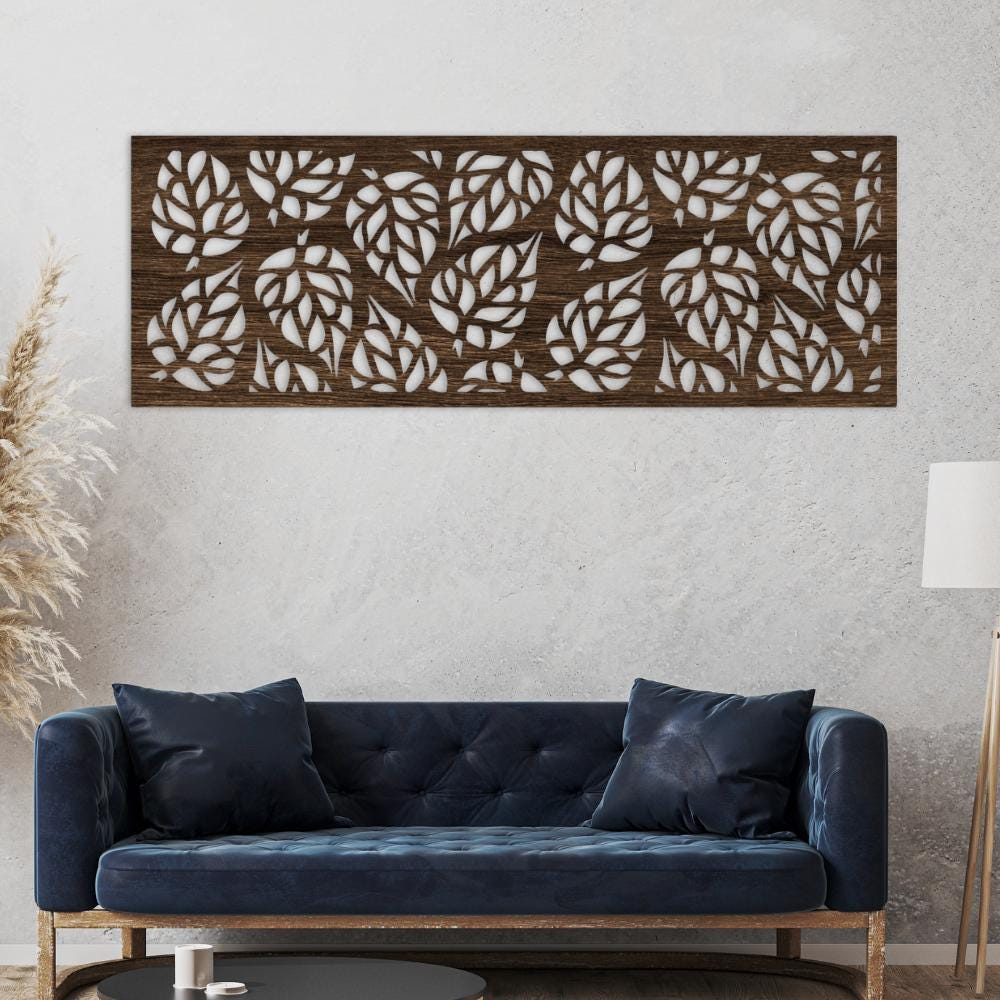 Wooden Leaf Wall Art, Minimal Botanical Wood Decor, Modern Nature Wall Hanging