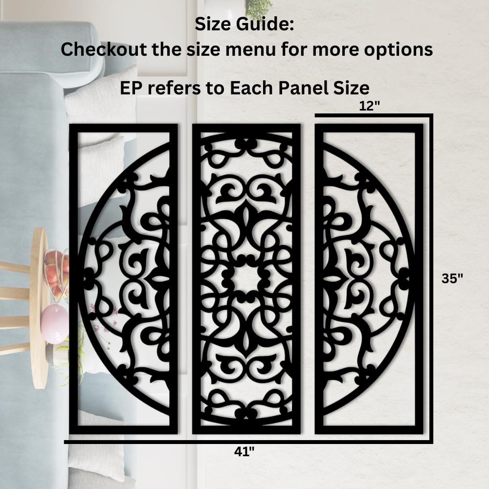 3 Piece Laser Cut Wooden Wall Art | Boho Nature Living Room Decor
