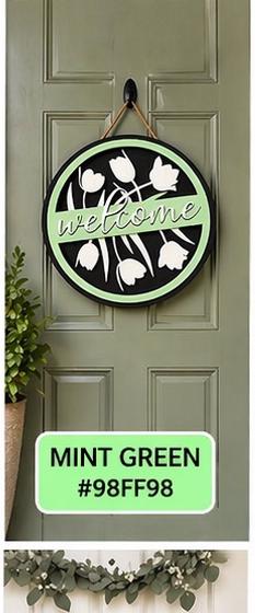 Personalized Tulip Welcome Door Sign | Laser Cut Wood Floral Decor