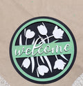 Personalized Tulip Welcome Door Sign | Laser Cut Wood Floral Decor