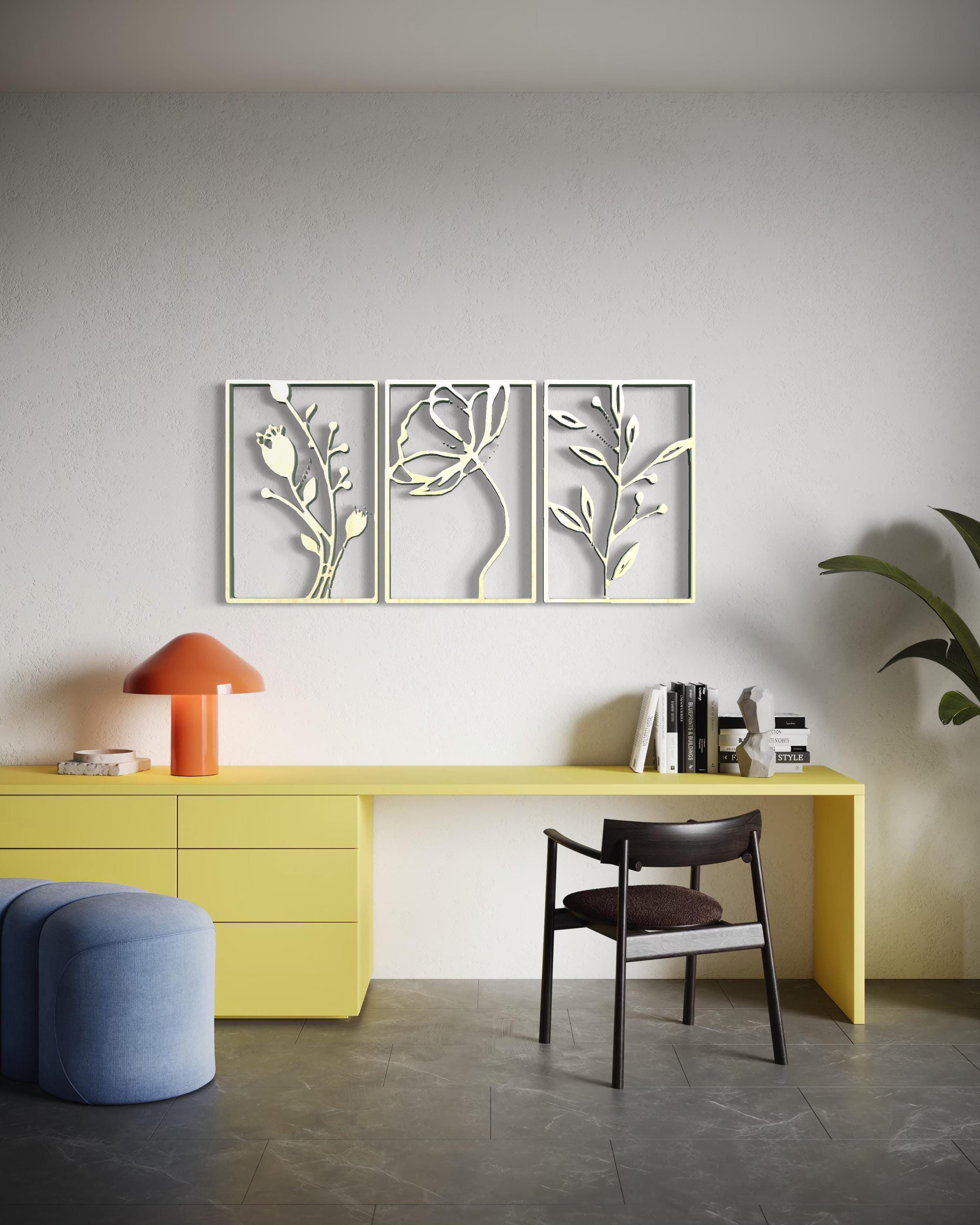 Flowers Wooden Wall Decor, Floral Wall Hangings, Large Flower Wall Art, Living Room Home Decor, Housewarming Gift