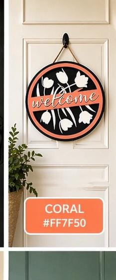 Personalized Tulip Welcome Door Sign | Laser Cut Wood Floral Decor