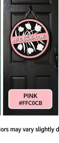 Personalized Tulip Welcome Door Sign | Laser Cut Wood Floral Decor